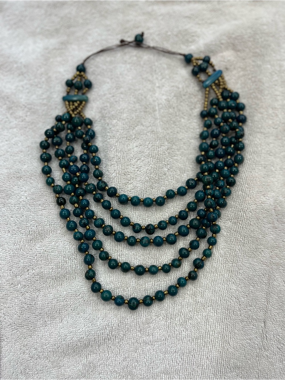 Handcrafted Teal Multi-Strand Beaded Necklace